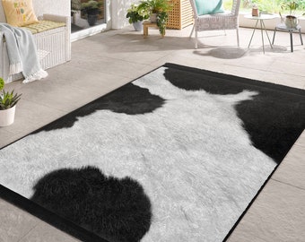 Moderner Esszimmer Teppich|Dalmatiner Teppich|Anti-Rutsch Schwarz Weiß Wohnzimmer Teppich|Beste Schlafzimmer Teppiche|Rechteck Teppich|Waschbarer Teppich