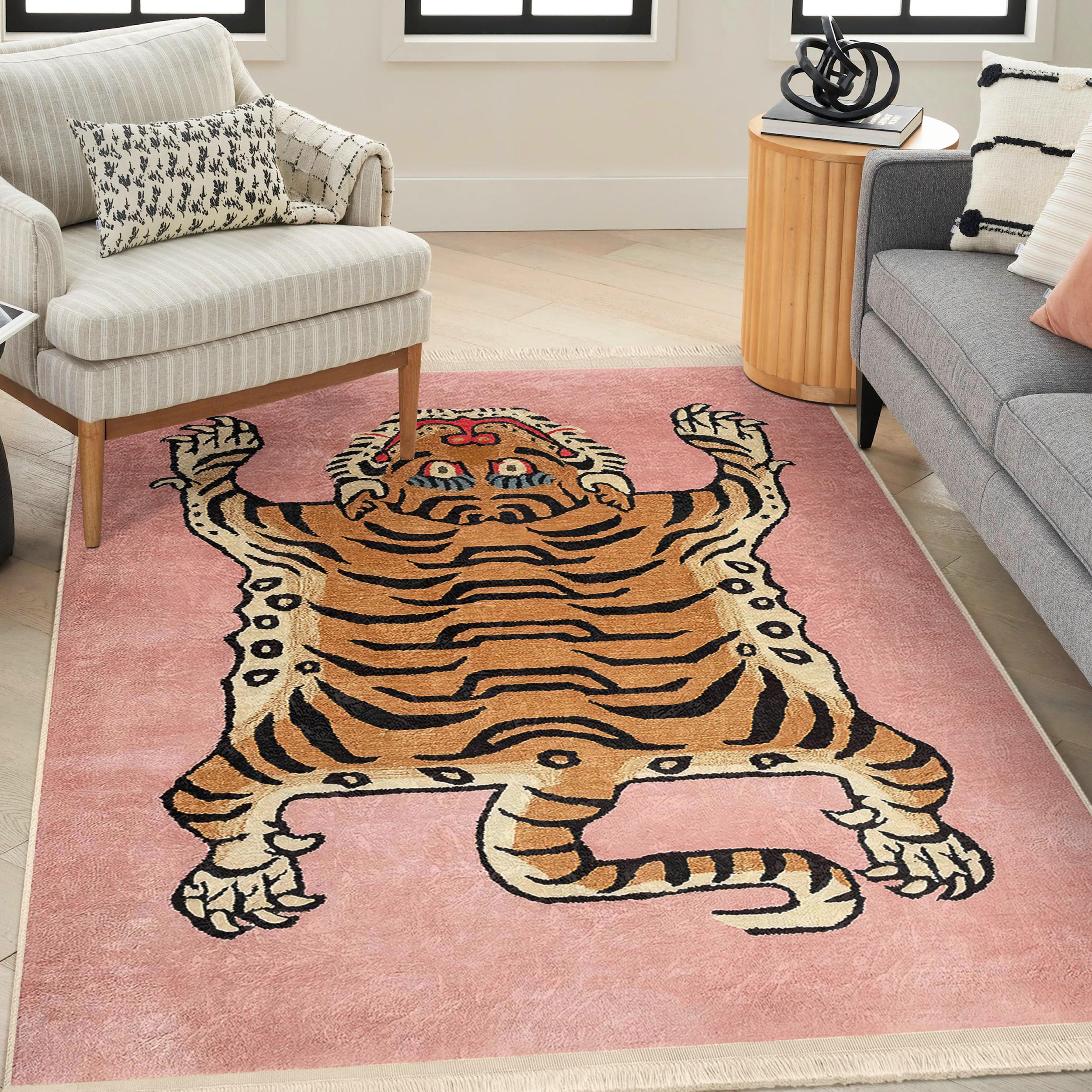 Tiger Rug|pink Rug|living Room Carpets|non-slip Rugs|washable