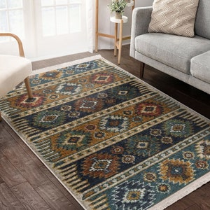 Turkish Kilim Rugs|Farmhouse CarpetRectangle Oriental Rug|Machine Washable Living Room Rug|Rugs With Fringed|Vintage Rug|Traditional Decor