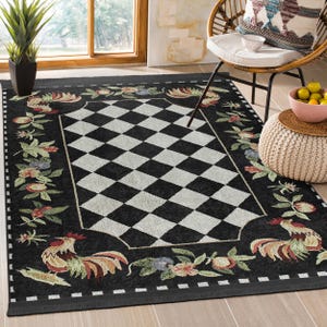 Rooster Rug|anti-slip Checkered Ruglfarmhouse Carpet|housewarming Gift ...