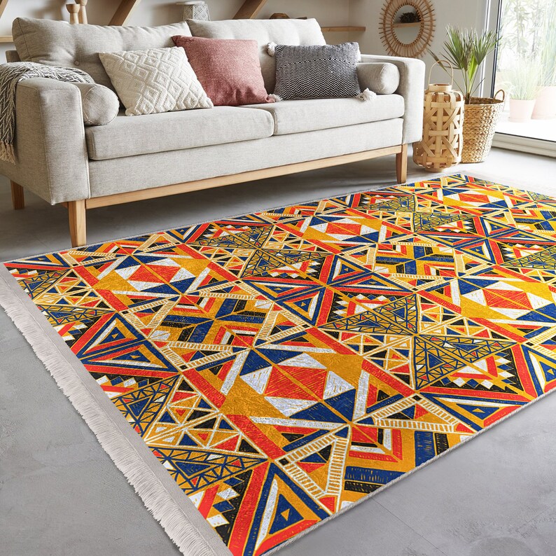 Sand Color Area Rig Anti-slip Bohemian Living Room Rug|geometric Pattern Modern Area Rug ...