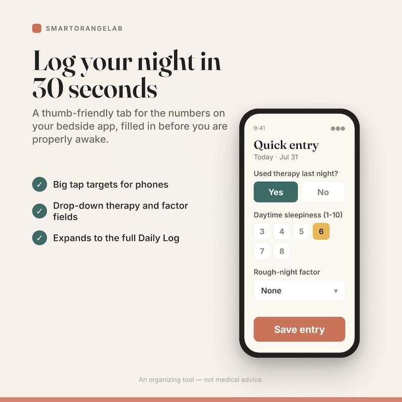 Sleep Apnea CPAP Tracker | Daily Energy Log (Excel/Sheets Download) image 5