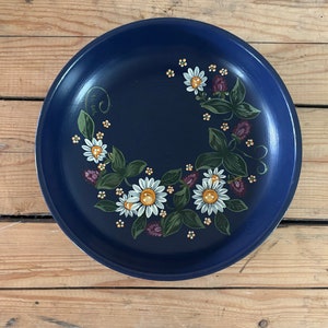 Vintage 1998 Norwegian Wooden Big Bowl Traditional Norwegian Painting on Wood Rosemåling Painting Blue Floral Bowl Home Decor Made in Norway