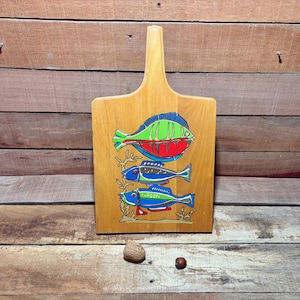 Vintage Norwegian Fish Plate Scandinavian Wooden Kitchen Cutting Board Norwegian Folk Art Nordic Gift for Home