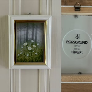 Vintage jaren 70 Noorse Porsgrund porseleinen kunst muurschildering afbeelding tegel ontwerp door Jan Harr Porsgrund gemaakt in Noorwegen Afmeting 11,5 x 14,5 cm