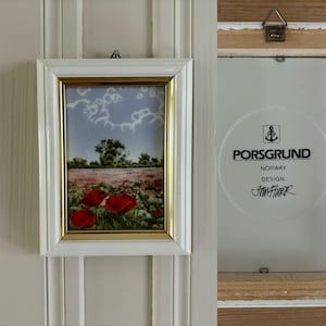 Vintage jaren 70 Noorse Porsgrund porseleinen kunst muurschildering afbeelding tegel ontwerp door Jan Harr Porsgrund gemaakt in Noorwegen Afmeting 11,5 x 14,5 cm