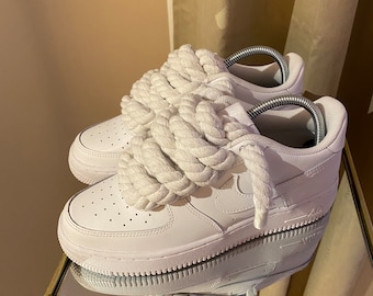 Nike Air Force 1 black white custom rope lace
