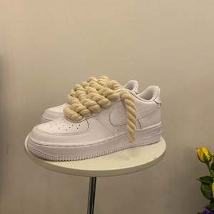 Nike Air Force 07 custom Rope Laces Weiß Beige Weiß Creme