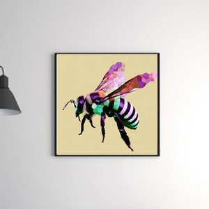 Modern Bee PRINTABLE ART Bee Print Download Bee Poster Wild Life Gift Animals Wall Decor Animal Painting Colorful
