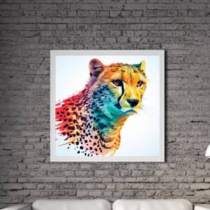 Modern Cheetah PRINTABLE ART Cheetah Print Download Cheetah Poster Wild Life Gift Animals Wall Decor Animal Painting Colorful