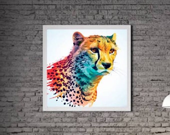 Modern Cheetah PRINTABLE ART Cheetah Print Download Cheetah Poster Wild Life Gift Animals Wall Decor Animal Painting Colorful