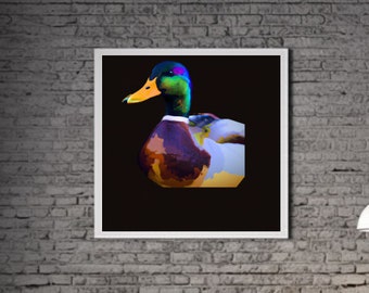 Modern Duck PRINTABLE ART Duck Print Download Duck Poster Wild Life Gift Animals Wall Decor Animal Painting Colorful