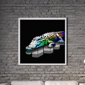 Modern Crocodile PRINTABLE ART Crocodile Print Download Crocodile Poster Wild Life Gift Animals Wall Decor Animal Painting Colorful