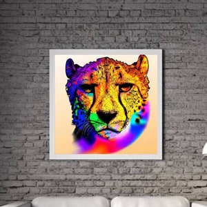 Modern Cheetah PRINTABLE ART Cheetah Print Download Cheetah Poster Wild Life Gift Animals Wall Decor Animal Painting Colorful