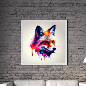 Modern Fox PRINTABLE ART Fox Print Download Fox Poster Wild Life Gift Animals Wall Decor Animal Painting Colorful