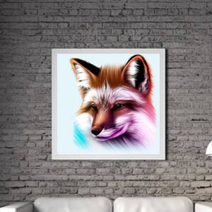 Modern Fox PRINTABLE ART Fox Print Download Fox Poster Wild Life Gift Animals Wall Decor Animal Painting Colorful