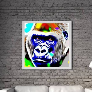 Modern Gorilla PRINTABLE ART Gorilla Print Download Gorilla Poster Animal Life Gift Animals Wall Decor Animal Painting Colorful