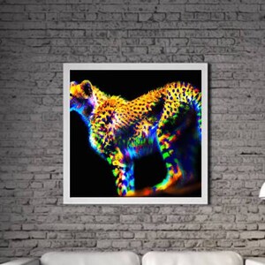 Modern Cheetah PRINTABLE ART Cheetah Print Download Cheetah Poster Wild Life Gift Animals Wall Decor Animal Painting Colorful