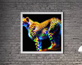 Modern Cheetah PRINTABLE ART Cheetah Print Download Cheetah Poster Wild Life Gift Animals Wall Decor Animal Painting Colorful