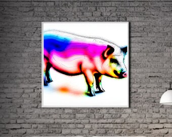 Modern Pig PRINTABLE ART Pig Print Download Pig Poster Wild Life Gift Animals Wall Decor Animal Painting Colorful