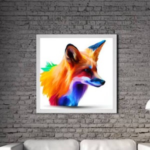 Modern Fox PRINTABLE ART Fox Print Download Fox Poster Wild Life Gift Animals Wall Decor Animal Painting Colorful