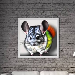 Modern Chinchilla PRINTABLE ART Chinchilla Print Download Chinchilla Poster Wild Life Gift Animals Wall Decor Animal Painting Colorful