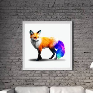 Modern Fox PRINTABLE ART Fox Print Download Fox Poster Wild Life Gift Animals Wall Decor Animal Painting Colorful