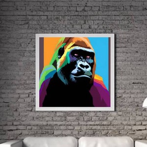 Modern Gorilla PRINTABLE ART Gorilla Print Download Gorilla Poster Animal Life Gift Animals Wall Decor Animal Painting Colorful