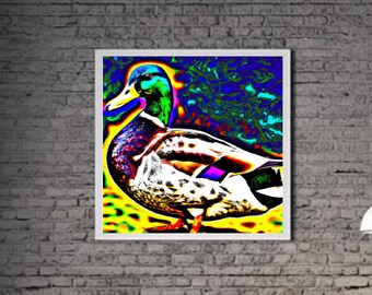 Modern Duck PRINTABLE ART Duck Print Download Duck Poster Wild Life Gift Animals Wall Decor Animal Painting Colorful