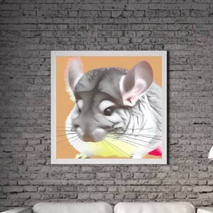 Modern Chinchilla PRINTABLE ART Chinchilla Print Download Chinchilla Poster Wild Life Gift Animals Wall Decor Animal Painting Colorful