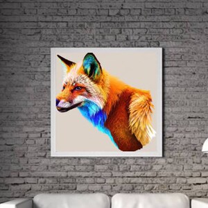 Modern Fox PRINTABLE ART Fox Print Download Fox Poster Wild Life Gift Animals Wall Decor Animal Painting Colorful