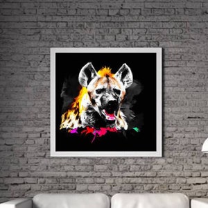 Modern Hyena PRINTABLE ART Hyena Print Download Hyena Poster Animal Life Gift Animals Wall Decor Animal Painting Colorful One piece Poster