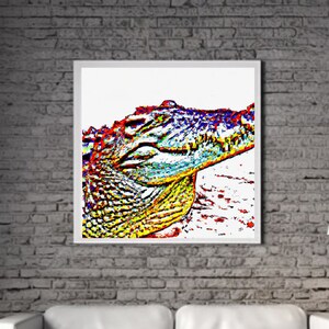 Modern Crocodile PRINTABLE ART Crocodile Print Download Crocodile Poster Wild Life Gift Animals Wall Decor Animal Painting Colorful