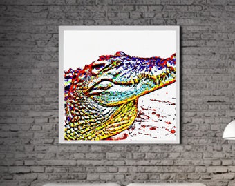 Cocodrilo moderno ARTE IMPRIMIBLE Cocodrilo Imprimir Descargar Cartel de Cocodrilo Vida Salvaje Regalo Animales Decoración de Pared Animal Pintura Colorida