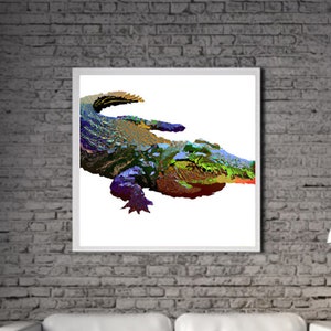Modern Crocodile PRINTABLE ART Crocodile Print Download Crocodile Poster Wild Life Gift Animals Wall Decor Animal Painting Colorful