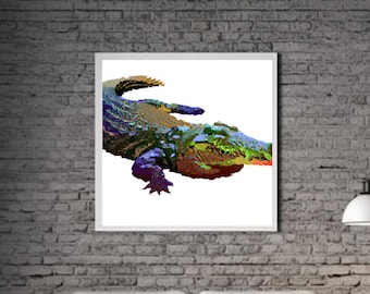 Cocodrilo moderno ARTE IMPRIMIBLE Cocodrilo Imprimir Descargar Cartel de Cocodrilo Vida Salvaje Regalo Animales Decoración de Pared Animal Pintura Colorida