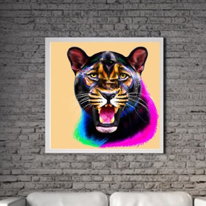 Modern Panther PRINTABLE ART Panther Print Download Panther Poster Wild Life Gift Animals Wall Decor Animal Painting Colorful