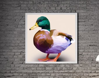 Modern Duck PRINTABLE ART Duck Print Download Duck Poster Wild Life Gift Animals Wall Decor Animal Painting Colorful