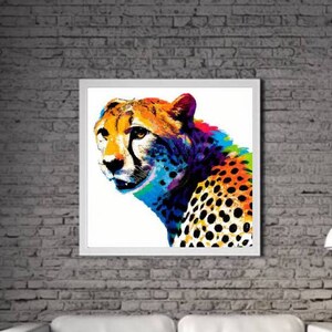 Modern Cheetah PRINTABLE ART Cheetah Print Download Cheetah Poster Wild Life Gift Animals Wall Decor Animal Painting Colorful