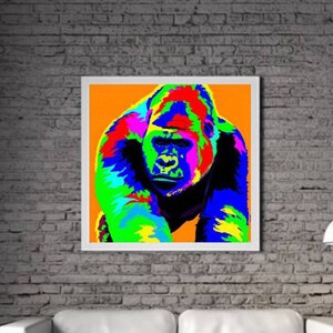 Modern Gorilla PRINTABLE ART Gorilla Print Download Gorilla Poster Animal Life Gift Animals Wall Decor Animal Painting Colorful