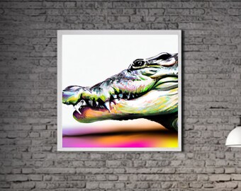 Cocodrilo moderno ARTE IMPRIMIBLE Cocodrilo Imprimir Descargar Cartel de Cocodrilo Vida Salvaje Regalo Animales Decoración de Pared Animal Pintura Colorida