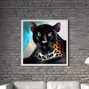 Modern Panther PRINTABLE ART Panther Print Download Panther Poster Wild Life Gift Animals Wall Decor Animal Painting Colorful