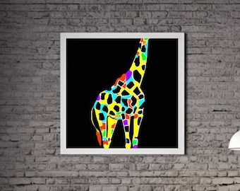 Modern Giraffe PRINTABLE ART Giraffe Print Download Giraffe Poster Wild Life Gift Animals Wall Decor Animal Painting Colorful