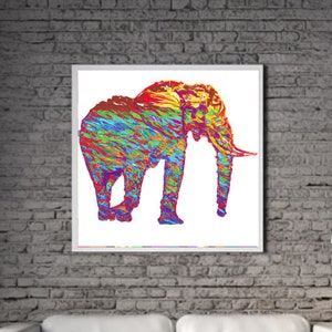 Moderne Elefant DRUCKBARE KUNST Elefant Print Download Elefant Poster Wild Life Geschenk Tiere Wand Dekor Tier Malerei Bunt
