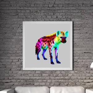 Modern Hyena PRINTABLE ART Hyena Print Download Hyena Poster Animal Life Gift Animals Wall Decor Animal Painting Colorful One piece Poster