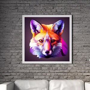 Modern Fox PRINTABLE ART Fox Print Download Fox Poster Wild Life Gift Animals Wall Decor Animal Painting Colorful