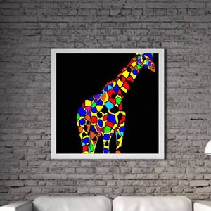 Modern Giraffe PRINTABLE ART Giraffe Print Download Giraffe Poster Wild Life Gift Animals Wall Decor Animal Painting Colorful