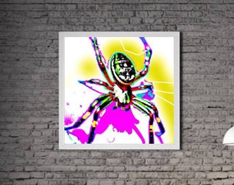 Modern Spider PRINTABLE ART Spider Print Download Poster Insect Life Gift Insect Wall Decor Painting Colorful One piece Poster