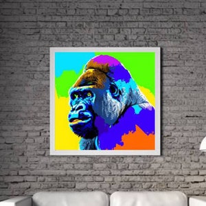 Modern Gorilla PRINTABLE ART Gorilla Print Download Gorilla Poster Animal Life Gift Animals Wall Decor Animal Painting Colorful