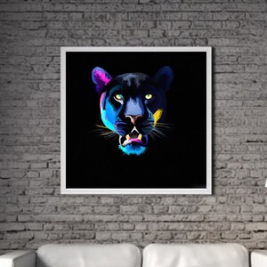 Modern Panther PRINTABLE ART Panther Print Download Panther Poster Wild Life Gift Animals Wall Decor Animal Painting Colorful